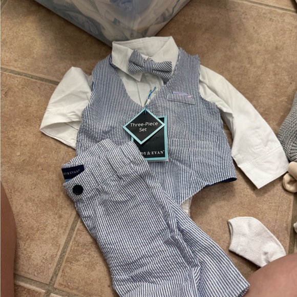 Andy & Evan Blue Striped Kids Three-Piece Set 3-6 months